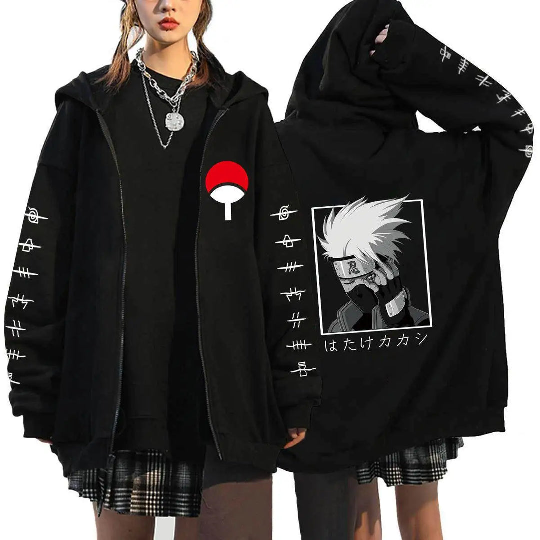 Autumn Zip Up Jacket Anime Naruto Figures Sweatshirt Men Women Plus Size Casual Clothing Harajuku Cartoon Coat Halloween Gifts