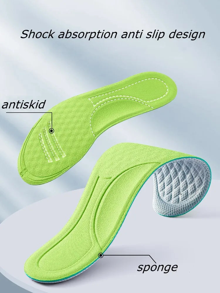 Sports Deodorant Insoles for Shoes Soft Comfortable Running Breathable Shock Absorption Insole for Feet Men Women Shoe Sole Pads