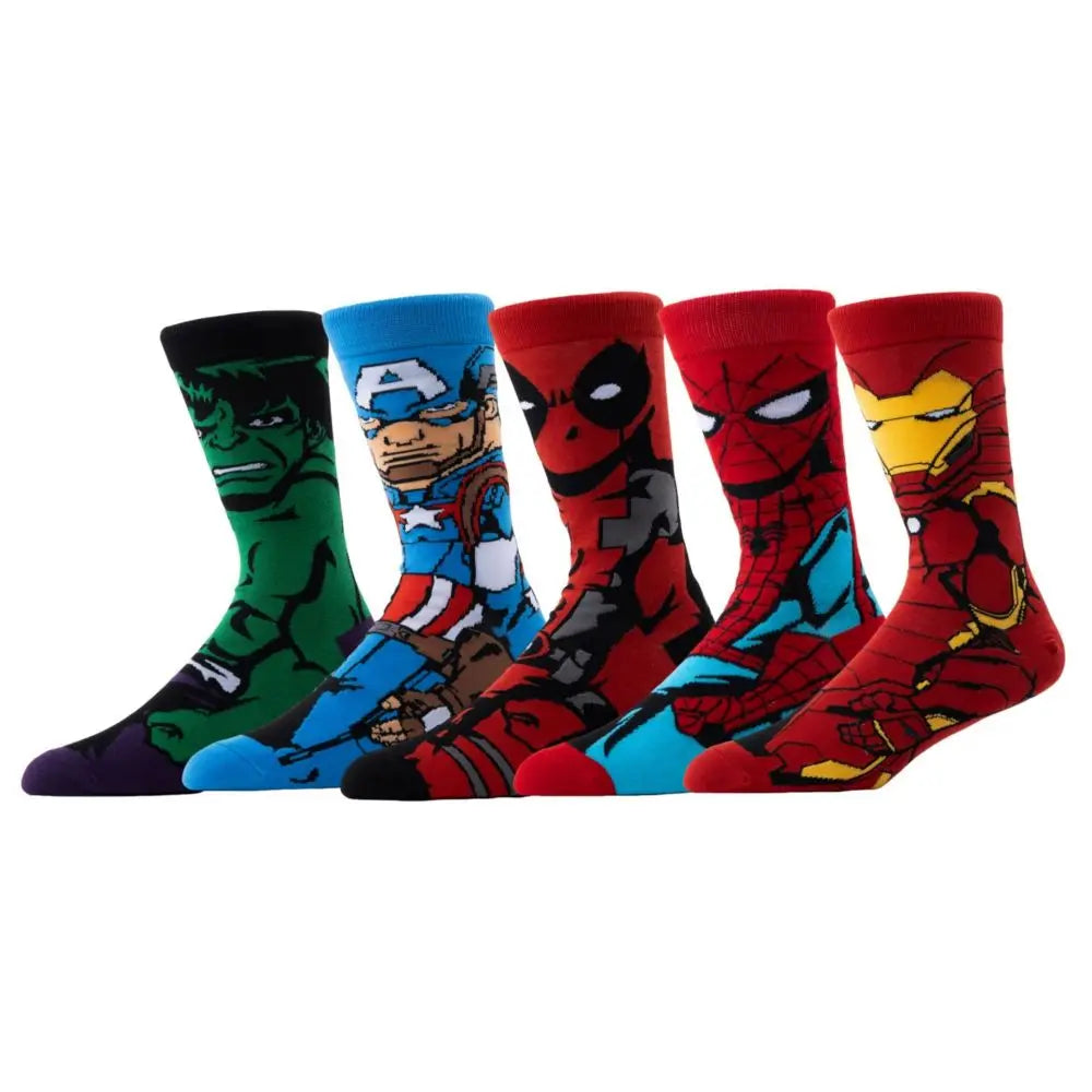 Anime Marvel Men Socks Spider Man Long Sports stockings Men‘s Knee-High cosplay Iron Man Sock Personality Hip Hop for kids