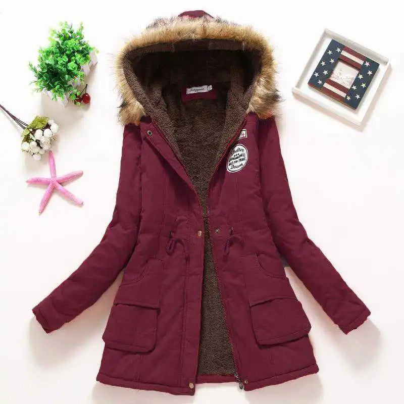 2023 New Autumn Winter Women Cotton Jacket Padded Casual Slim Coat Emboridery Hooded Parkas Wadded Warm Overcoat Fashion Parkas