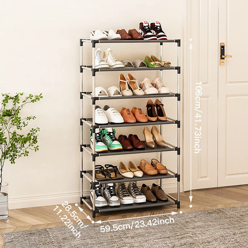 Fashion shoe rack metal simple shoe rack shoe storage rack bracket space saving living room black shoe rack