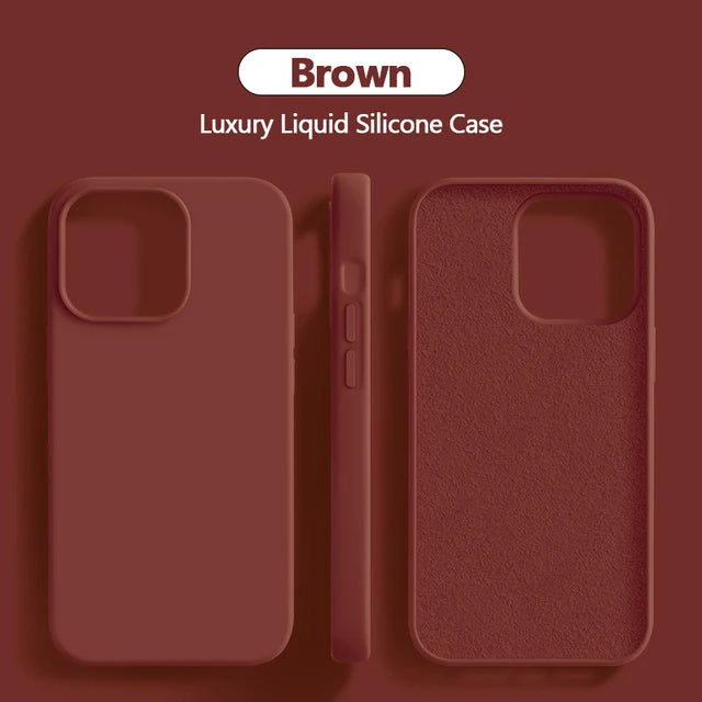 Liquid Silicone Case For iPhone 11 14 13 12 15 Pro Max Phone Cases For iPhone 13 12 Mini 14 15 7 8 Plus X XR XS Shockproof Cover