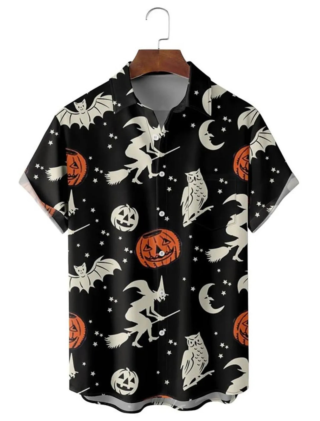 Men's Shirt Skull Pumpkin Ghost Halloween Print Hawaiian Short Sleeve Shirt S Comfort Clothing Fashion Design Men's Open Lapel T