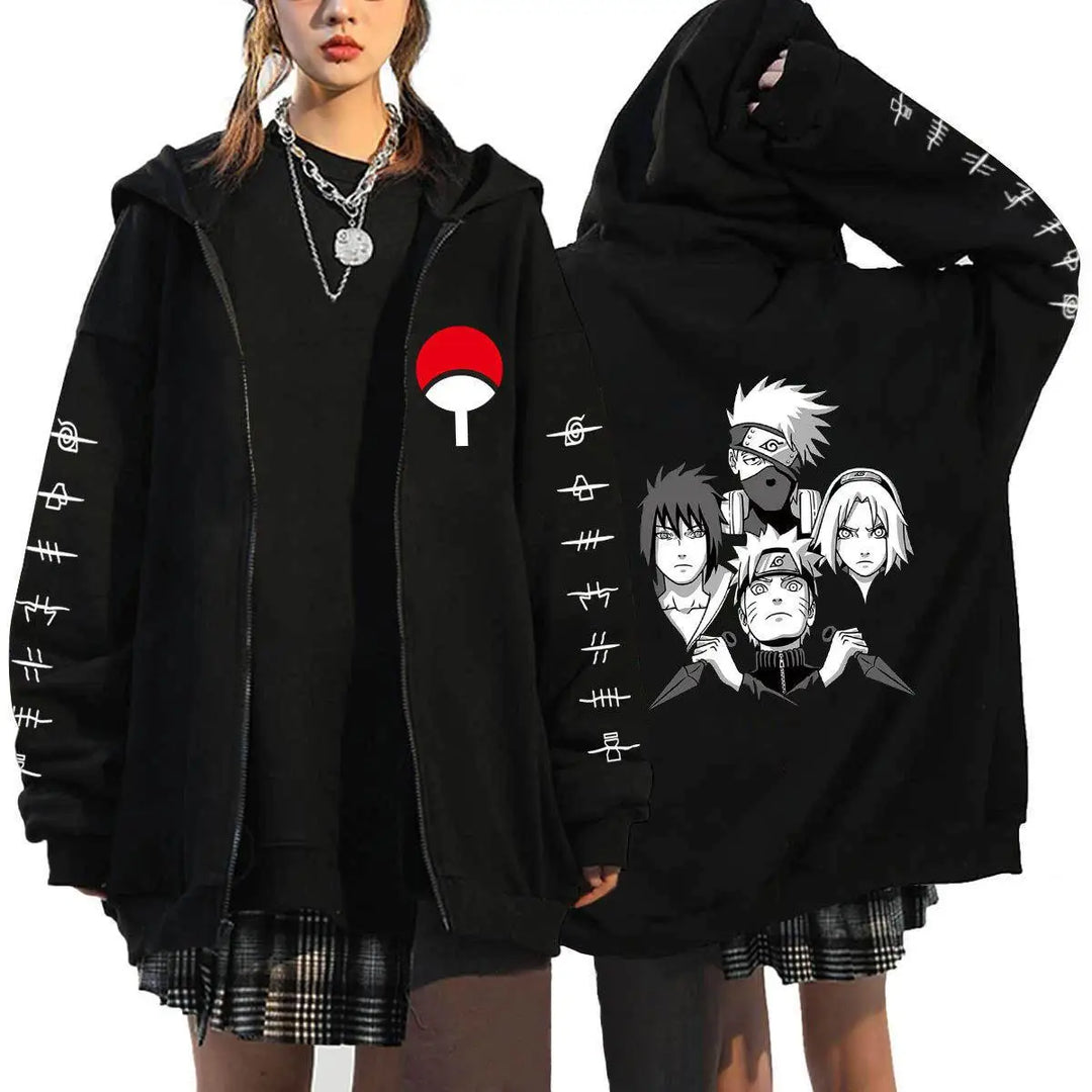 Autumn Zip Up Jacket Anime Naruto Figures Sweatshirt Men Women Plus Size Casual Clothing Harajuku Cartoon Coat Halloween Gifts