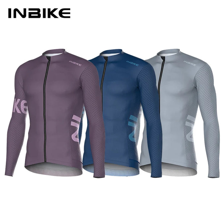 INBIKE Men’s Cycling Long Sleeve Breathable MTB Clothing Bicycle Jersey for Men Road Bike Top Shirts with Pocket Cycling Clothes