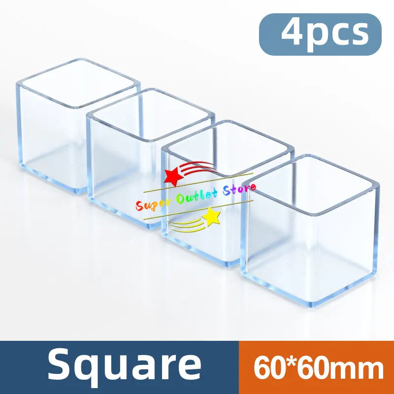 Transparent Chair Leg Caps Rubber Feet Protector Pad Furniture Table Covers Socks Plugs Cover Furniture Leveling Feet Home Decor