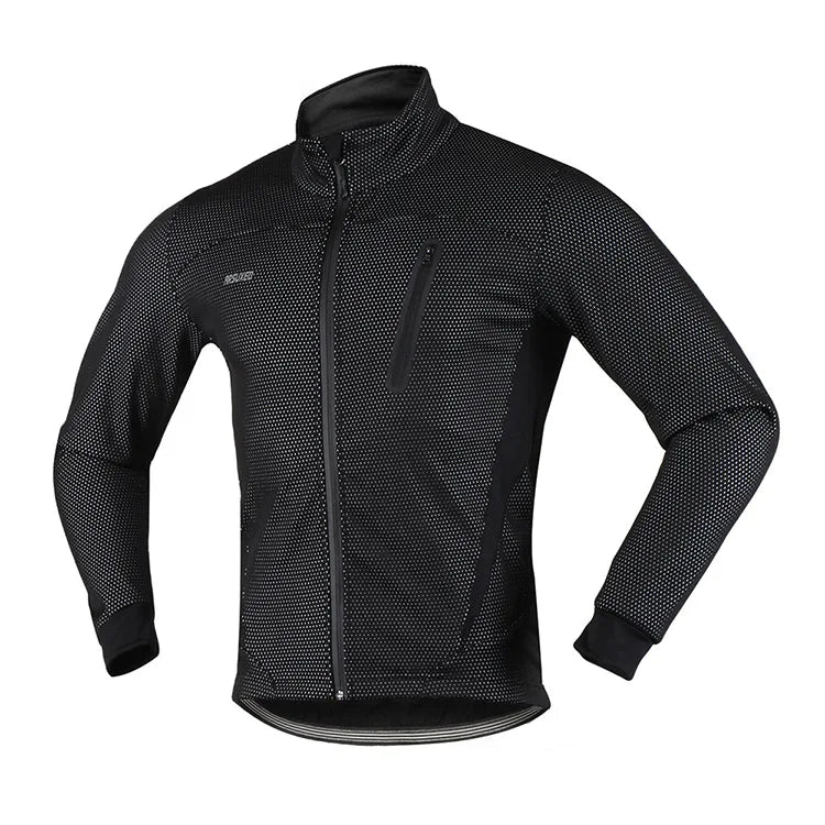 ARSUXEO Men's Thermal Cycling Jacket Winter Warm Up Fleece Bicycle Clothing Windbreak Waterproof Bike Motorcycle Raincoat 16H