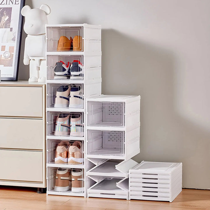 3/6 Layers Shoe Organizers Rack Shelf Foldable Shoes Box Thickened Plastic Sneaker Shoe Storage Box Dustproof Stackable Cabinet