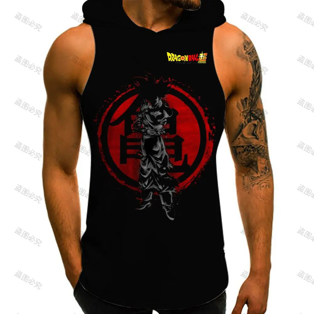 Men Tank Top Dragon Ball Z Mens Muscle Vest With Hood Y2k Clothes Sleeveless Gym Shirt New Trend High Street Bodybuilding 2022