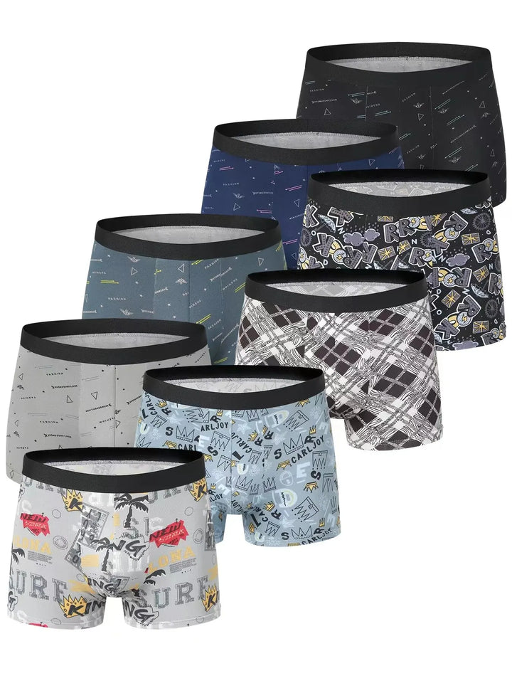 4 Pack European and American Size MEN'S FASHION Printed Boxer Underwear Comfortable Swimming Trunks Oversized Underwear Shorts