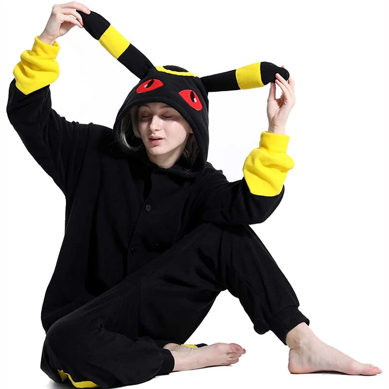 Pokemon Cosplay Costume Pajamas Adults Umbreon Onesie Women One-Piece Kigurumi Christmas Full Body Pijama Men Anime Sleepwear