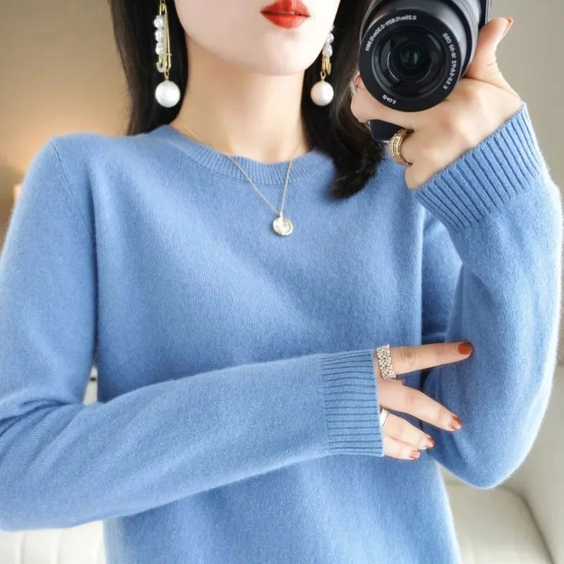 Sweaters Women Casual O-neck Solid Jumpers Pullovers Spring Autumn Sweater Winter Warm Knitwear Bottoming Shirt