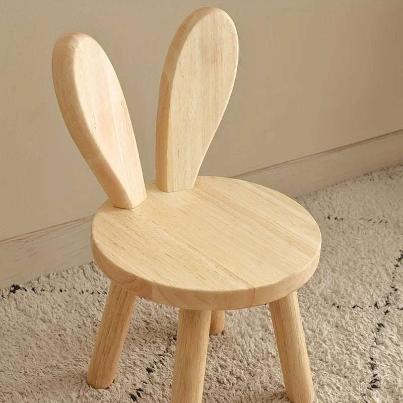 Creative Small Board Stool, Cute Rabbit Ears Solid Wood Small Stool, Decorative Stool children chair