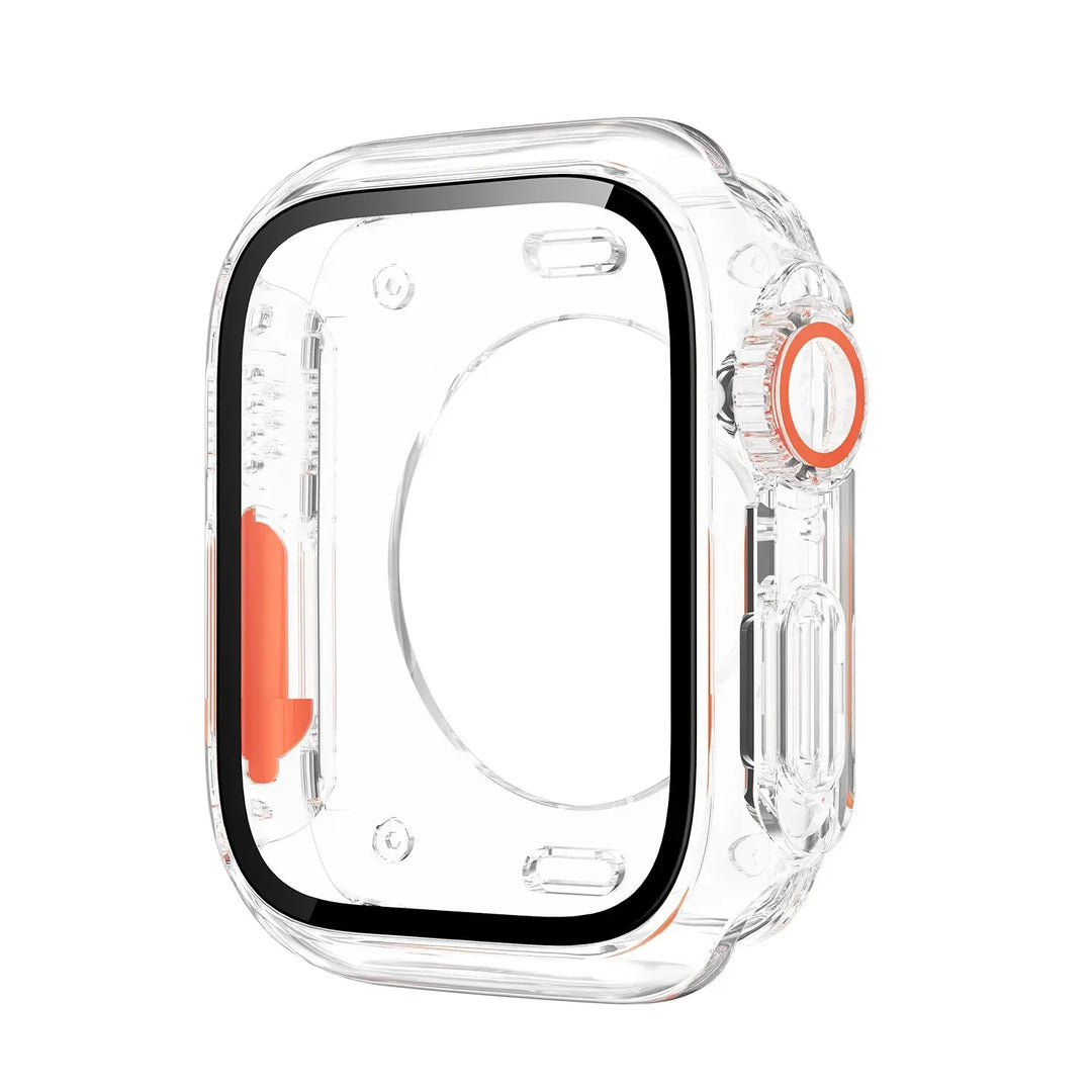 PC Case for Apple Watch Series 9 8 7 4 5 6 SE 45 44 Screen Protector Hard Shell Tempered Glass Change To Ultra 49mm cover Bumper