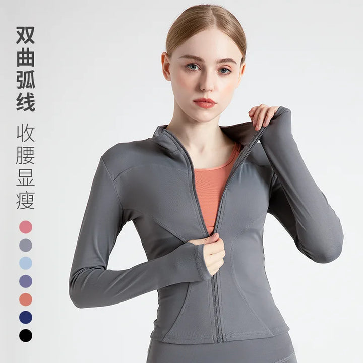 Jackets for Women Fit Coat Women Women Jacket Zippers Casual Wear Long Sleeve Tight Yoga Clothing Slimming Yoga Sports Jacket