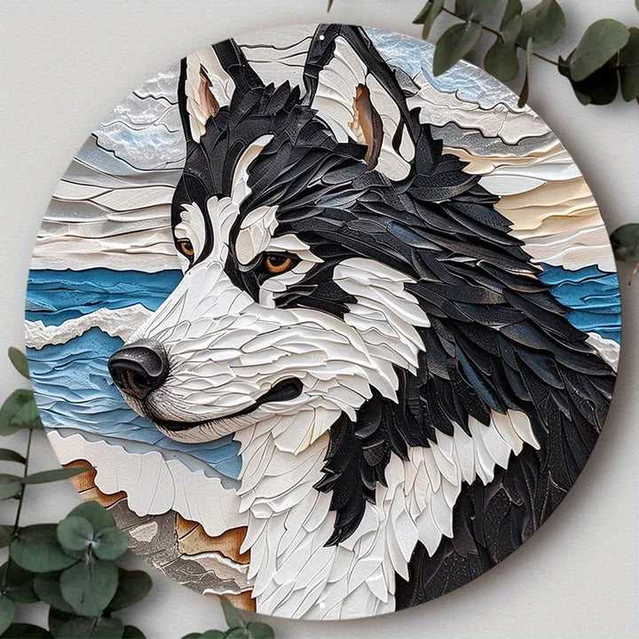 Black/White Huskies Decorative Aluminum Picture