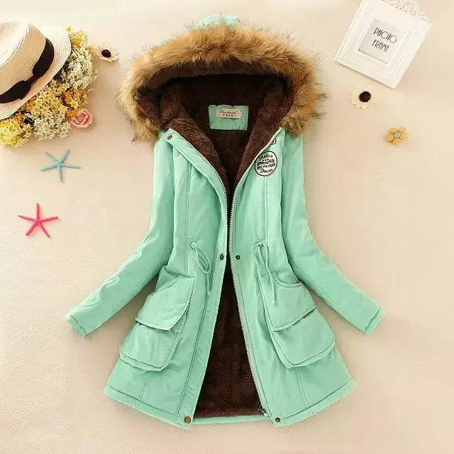 2023 New Autumn Winter Women Cotton Jacket Padded Casual Slim Coat Emboridery Hooded Parkas Wadded Warm Overcoat Fashion Parkas