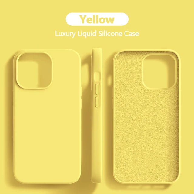 Liquid Silicone Case For iPhone 11 14 13 12 15 Pro Max Phone Cases For iPhone 13 12 Mini 14 15 7 8 Plus X XR XS Shockproof Cover