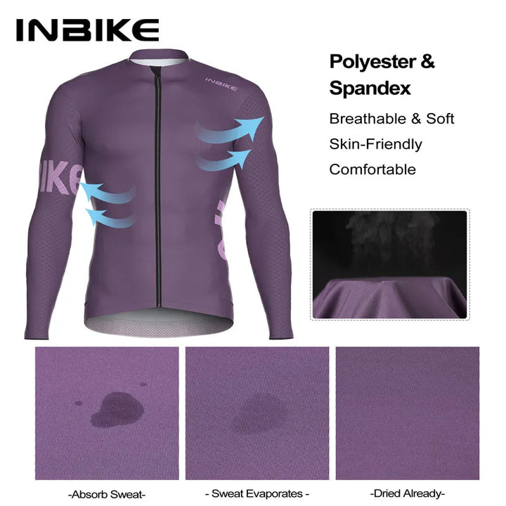 INBIKE Men’s Cycling Long Sleeve Breathable MTB Clothing Bicycle Jersey for Men Road Bike Top Shirts with Pocket Cycling Clothes