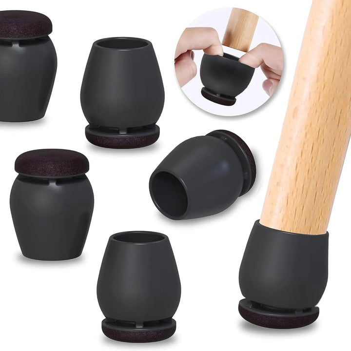 Non Slip Wear Resistant Silicone Chair Caps (Black/Brown)