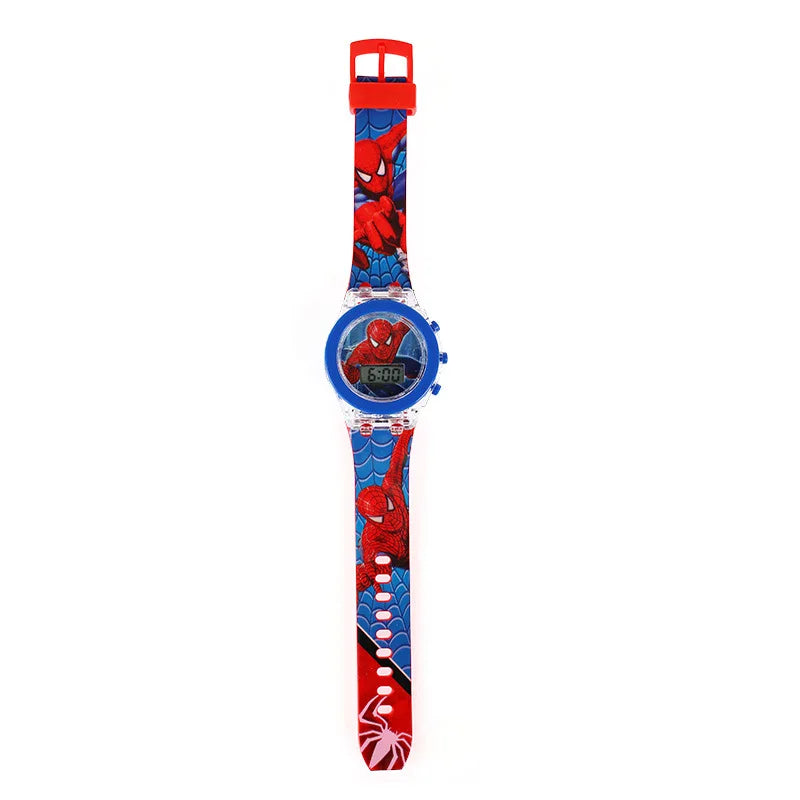 Flash Light Spiderman Kids Watches For Boys Cartoon Hello Kitty Mickey Children Watch Girls Student Clock Gifts free shipping