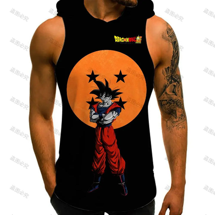 Men Tank Top Dragon Ball Z Mens Muscle Vest With Hood Y2k Clothes Sleeveless Gym Shirt New Trend High Street Bodybuilding 2022