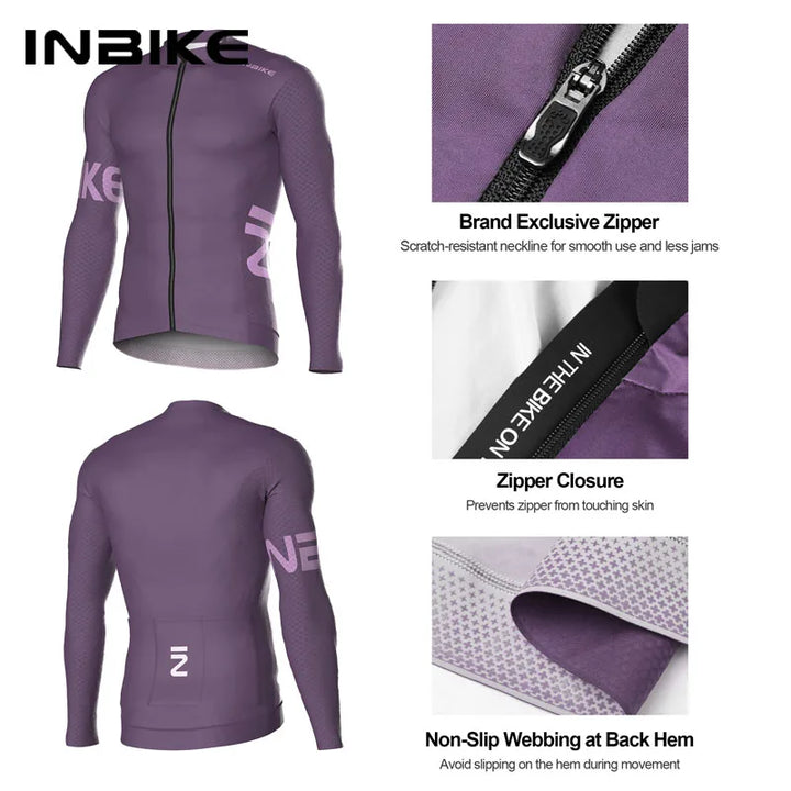 INBIKE Men’s Cycling Long Sleeve Breathable MTB Clothing Bicycle Jersey for Men Road Bike Top Shirts with Pocket Cycling Clothes