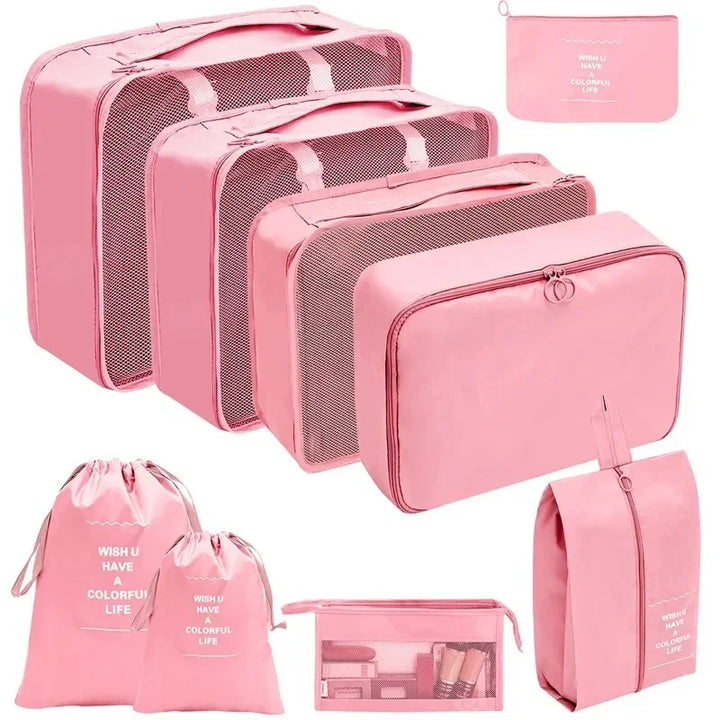 7/8/9/10 Pcs Set Travel Organizer Storage Bags Suitcase Packing Cubes Set Cases Portable Luggage Clothes Shoe Tidy Pouch Folding