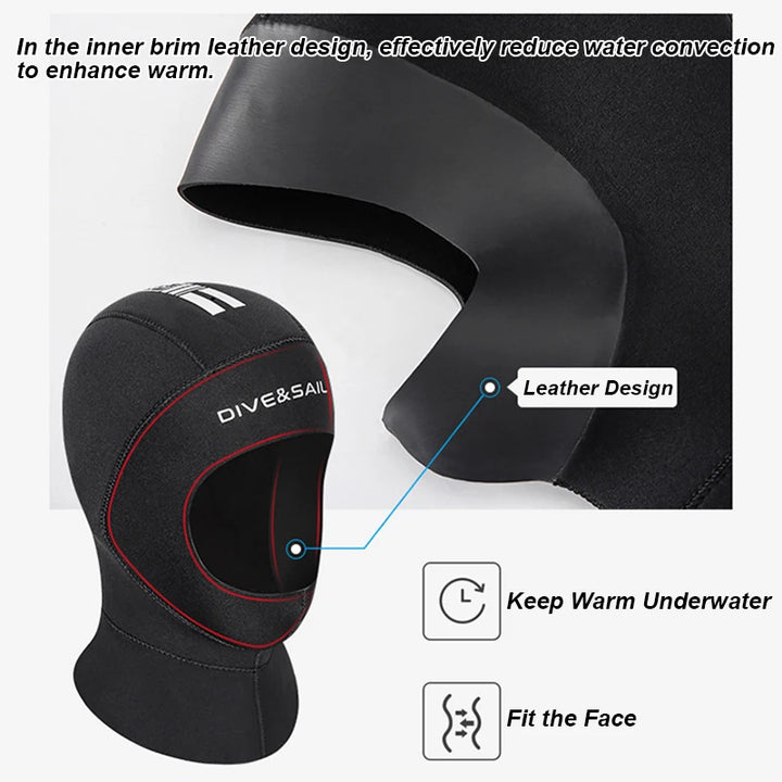 5mm New Neoprene Diving Helmet Winter Thickening Warmth with Shoulder Hood Diving Clothing Accessories Diving Helmet S/M/L/XL