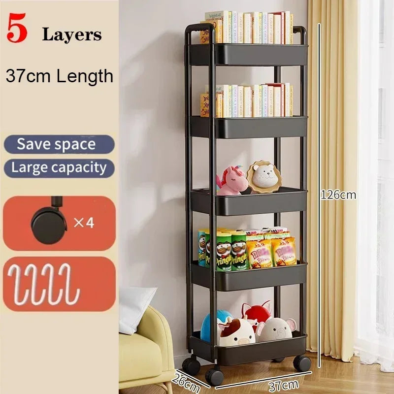 Bookshelf Storage Trolley Mobile Kitchen Trolley Organizer With Wheels Gap Mobile Bookshelf Trolley Household Snacks StorageRack