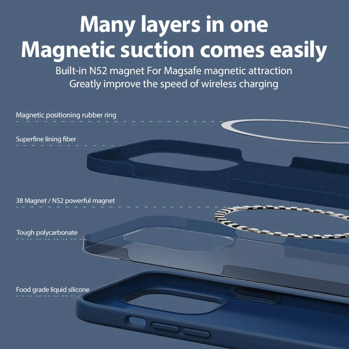 Original Liquid Silicone Magnetic Cases For APPLE iPhone 11 13 12 14 15 Pro Max 15 Plus For Magsafe Case Wireless Charging Cover