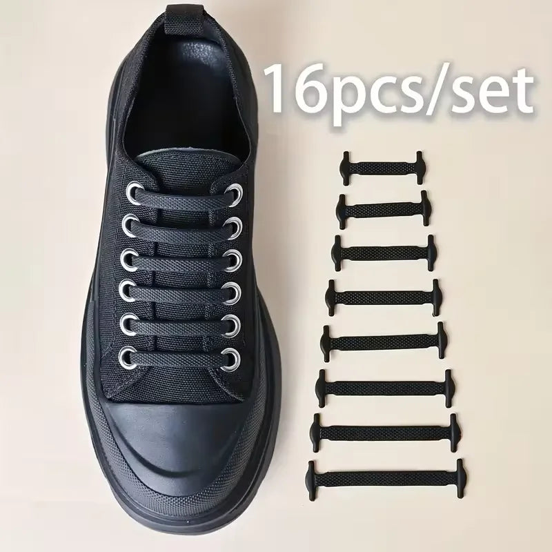 16pcs/pack Elastic No-Tie Silicone Shoelaces - Convenient, Stretchy and Flexible Laces for Sneakers Casual Shoes and Sports Shoe