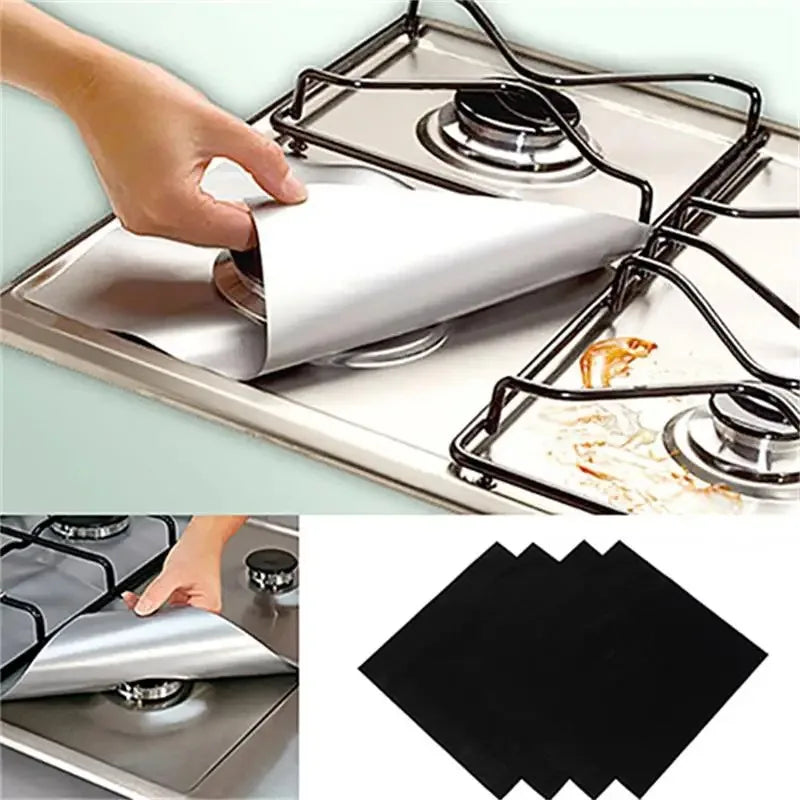 4 Piece Anti Fouling Anti Oil Cleaning Pad Gas Stove Protective Pad for Kitchen Household Supplies Gas Stove Protector Pad