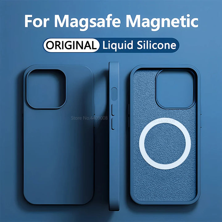 Original Liquid Silicone Magnetic Cases For APPLE iPhone 11 13 12 14 15 Pro Max 15 Plus For Magsafe Case Wireless Charging Cover