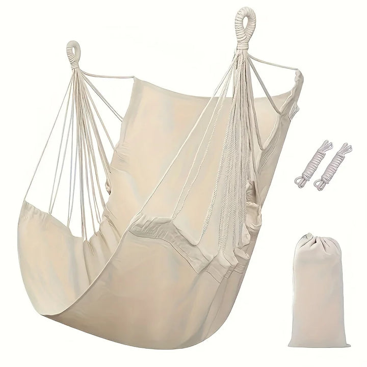 Relaxing Rip Resistant Canvas Hammock Chair - Swing & Rocking Comfort (W/ Tie Ropes)