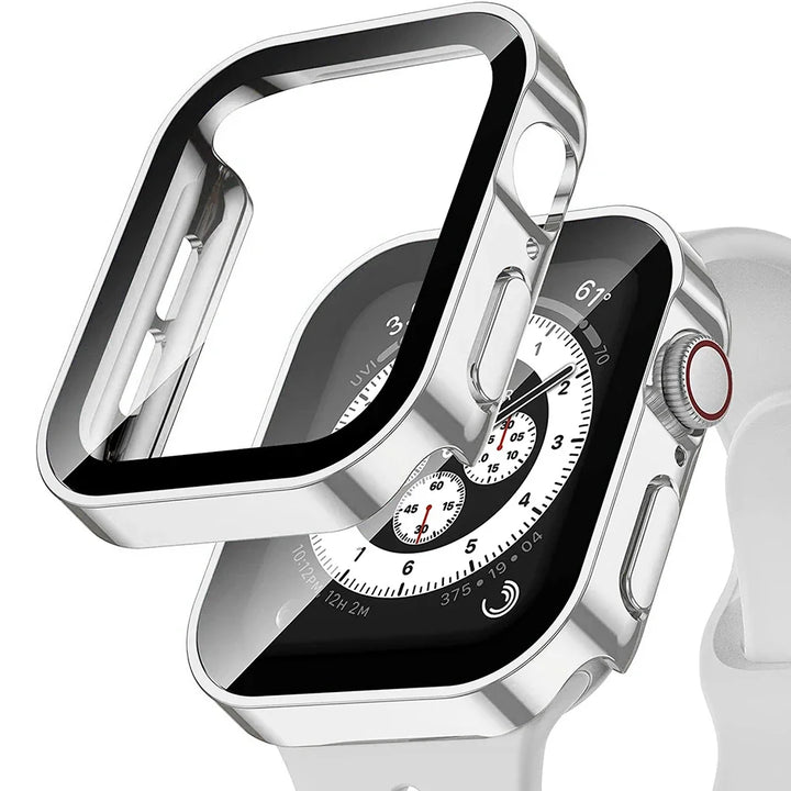 Tempered Glass+Case For Apple Watch band ultra2 44 mm 40mm PC Edge Screen Protector cover iWatch series 9 8 7 6 5 4 se 41mm 45mm