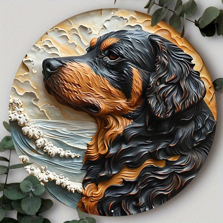 Aluminum Metal Sign, Flat Circular Wreath Logo, Tavern Club Home Scene Decoration, Gift for Dog Lovers, Decorative Wall Poster