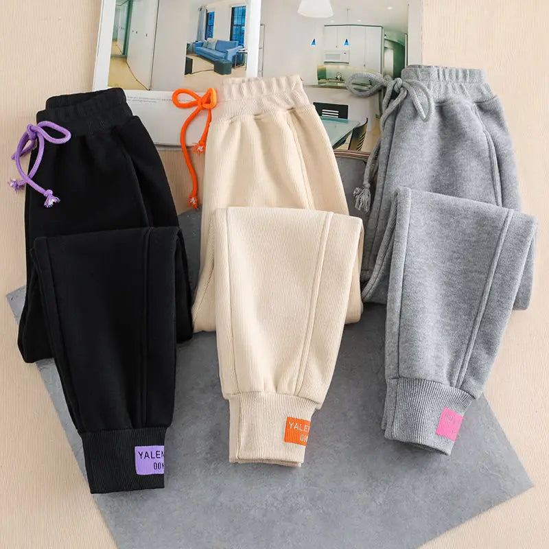 New Gray women Sweatpants Autumn Winter  Baggy Streetwear Oversize Sports Pants Black winter thick Joggers Streetwear Trousers