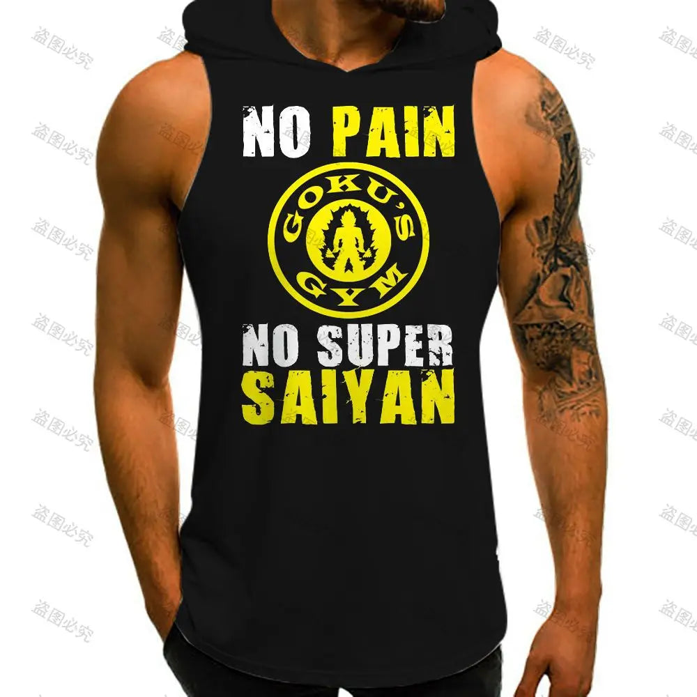 Dragon Ball Z Super Saiyan Vest With Hood Goku Men Tank Top Anime Men's Clothes Trend Streetwear New Sleeveless Vests Fashion