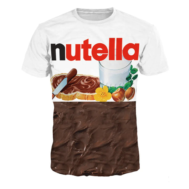 New 3D Print Painted Nutella Food Clothing  Fashion Men Women T-shirt Plus Size S-7XL Four Seasons Casual Oversized  Streetwear