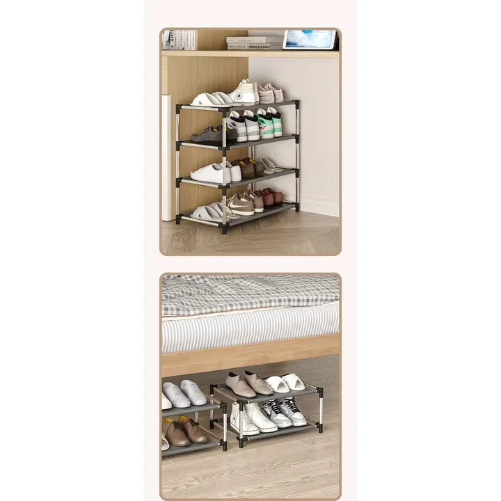 Fashion shoe rack metal simple shoe rack shoe storage rack bracket space saving living room black shoe rack