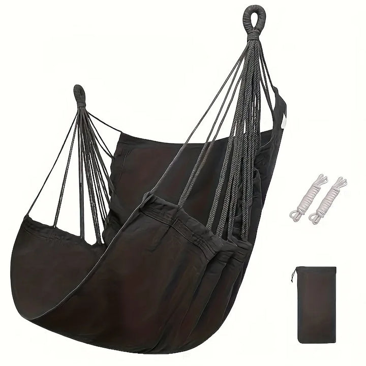 Relaxing Rip Resistant Canvas Hammock Chair - Swing & Rocking Comfort (W/ Tie Ropes)