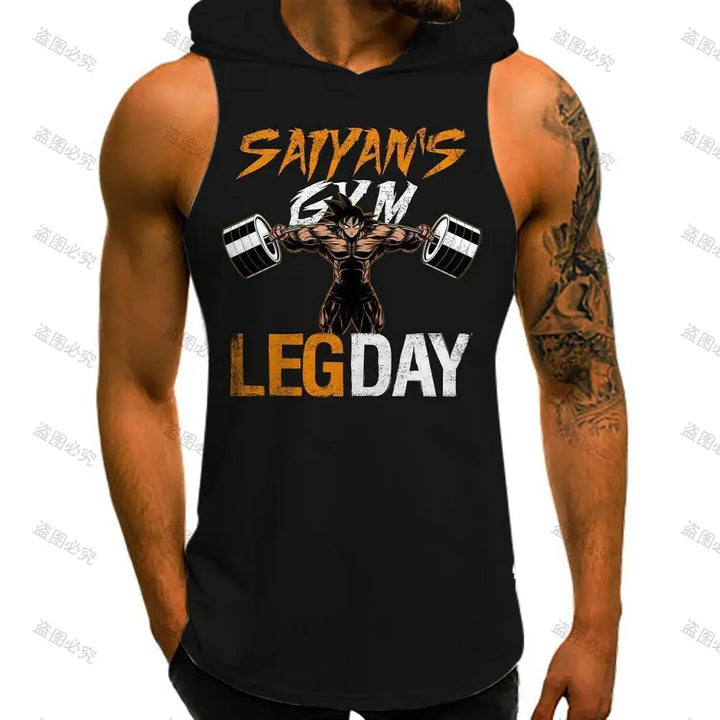 Super Saiyan Dragon Ball Z Sleeveless Shirts Vest With Hood New High Street Men Tank Top Anime Goku Sleeveless Gym Shirt 2022