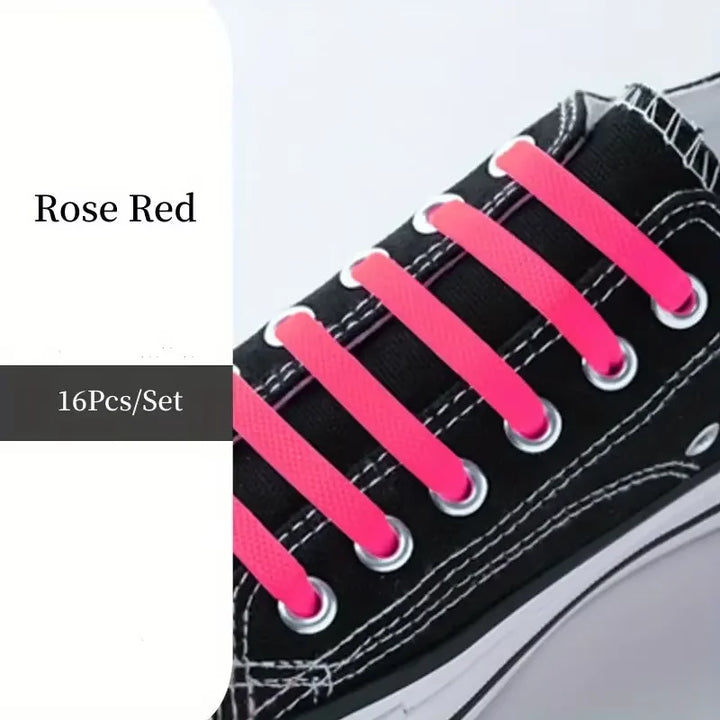 16pcs/pack Elastic No-Tie Silicone Shoelaces - Convenient, Stretchy and Flexible Laces for Sneakers Casual Shoes and Sports Shoe