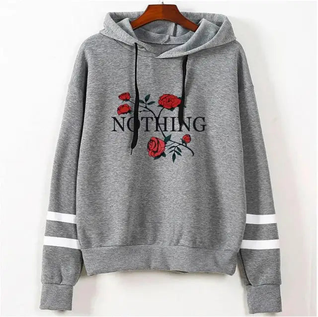 “Nothing” Printed Rose Hoodie