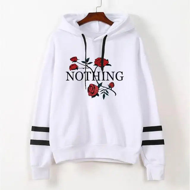 “Nothing” Printed Rose Hoodie