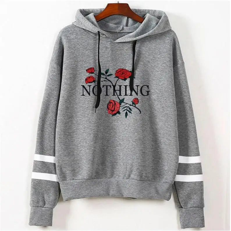 “Nothing” Printed Rose Hoodie